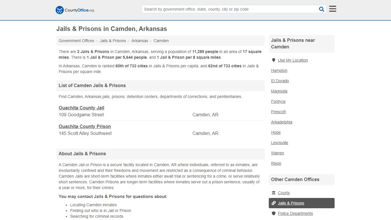 Jails & Prisons - Camden, AR (Inmate Rosters & Records)
